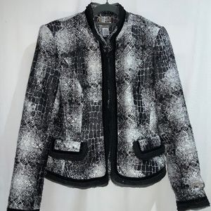 Cache tweed jacket Sz 4 velvet & lace ribbon trim